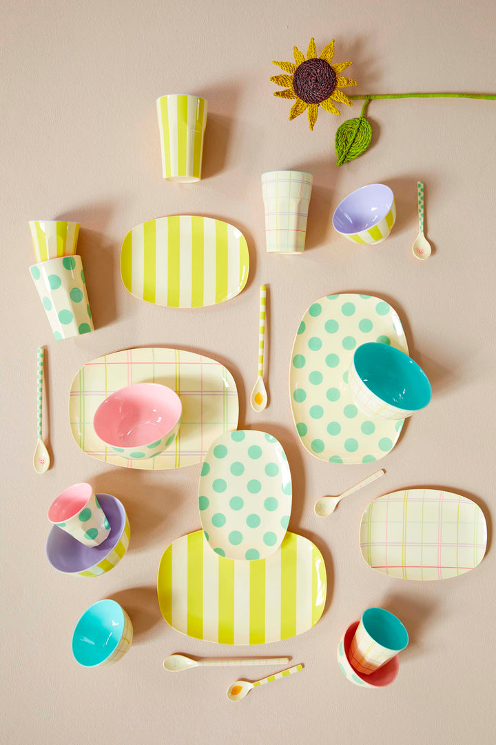 Yellow Stripes Two Tone Medium Melamine Cup