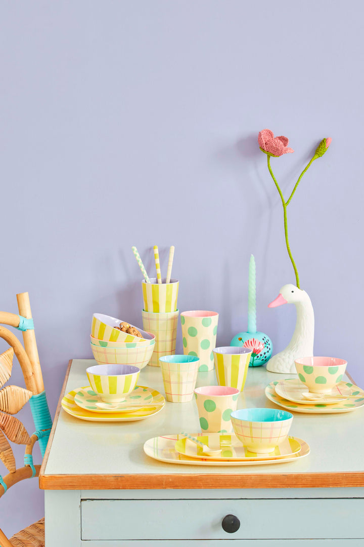 Yellow Stripes Two Tone Medium Melamine Cup