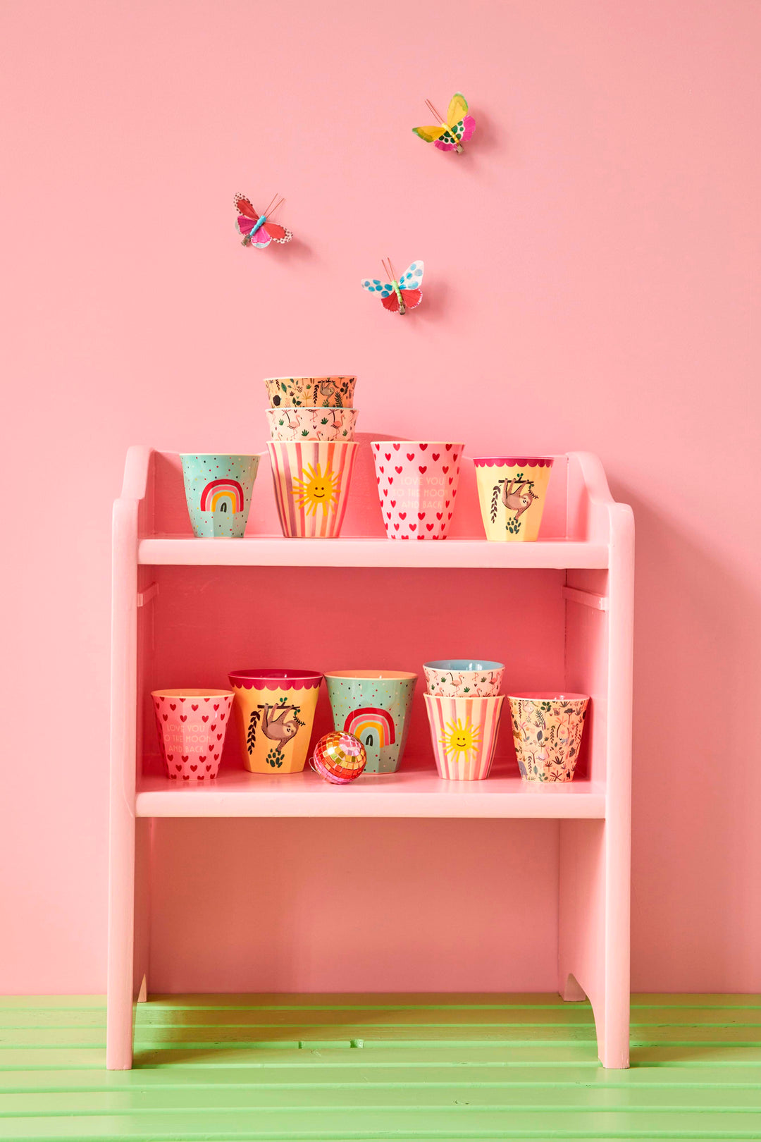 Funky Prints Medium Melamine Kids Cup Set Pink