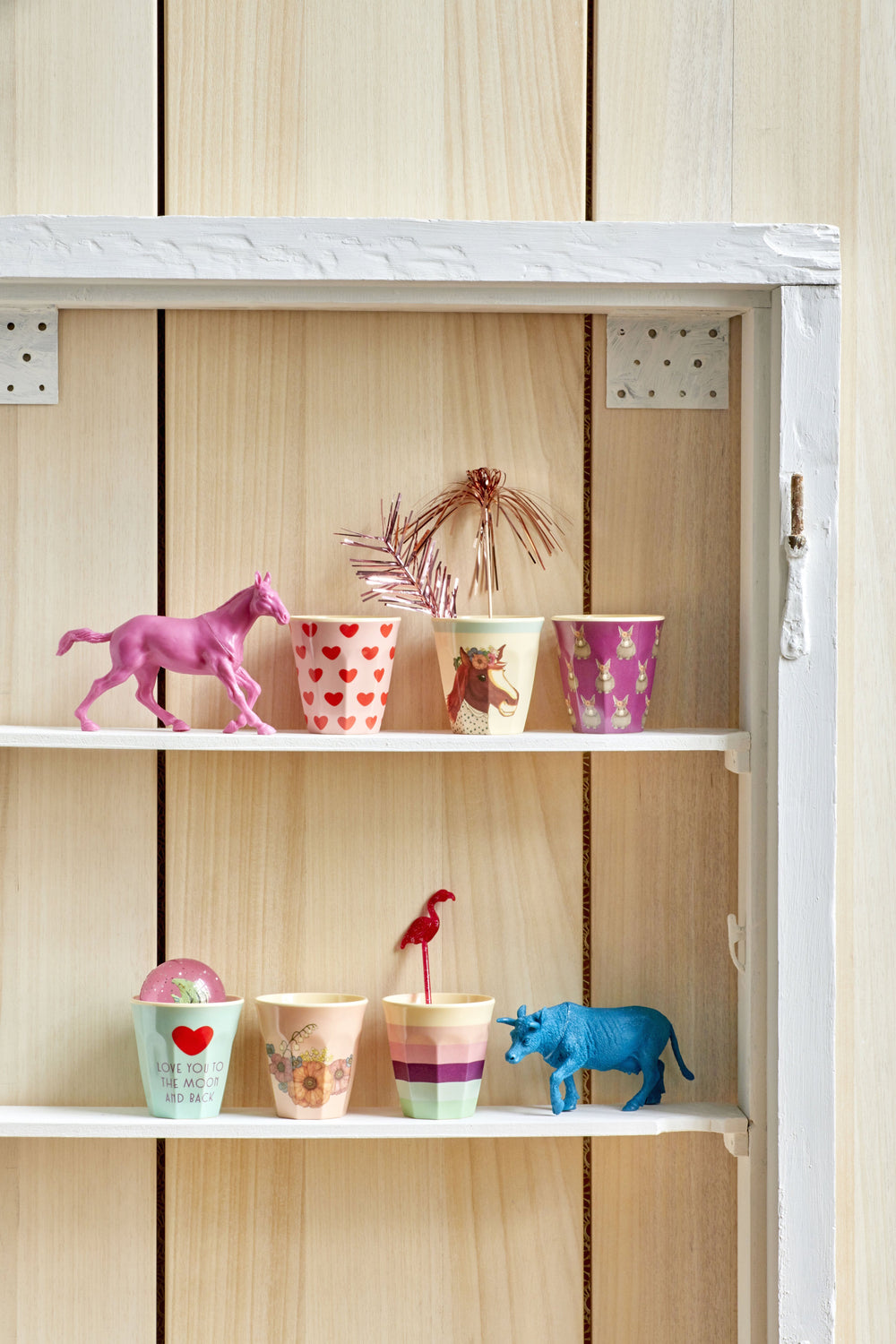 Farm Animals Pink Melamine Kids Cups, Drinkware, RICE - 3LittlePicks