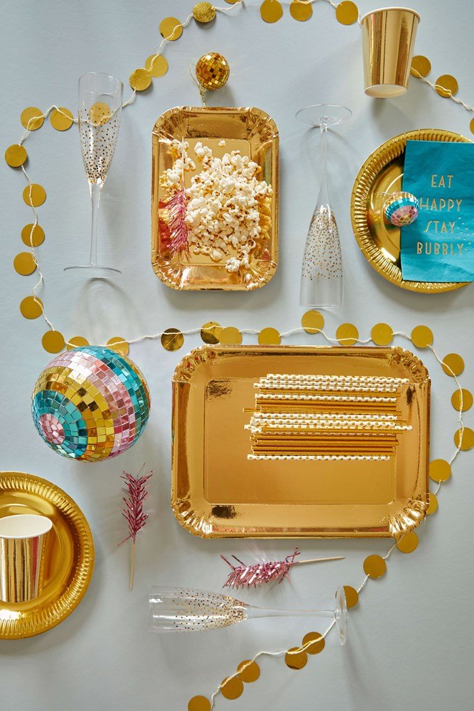 Golden Rectangular Cardboard Large Serving Plate
