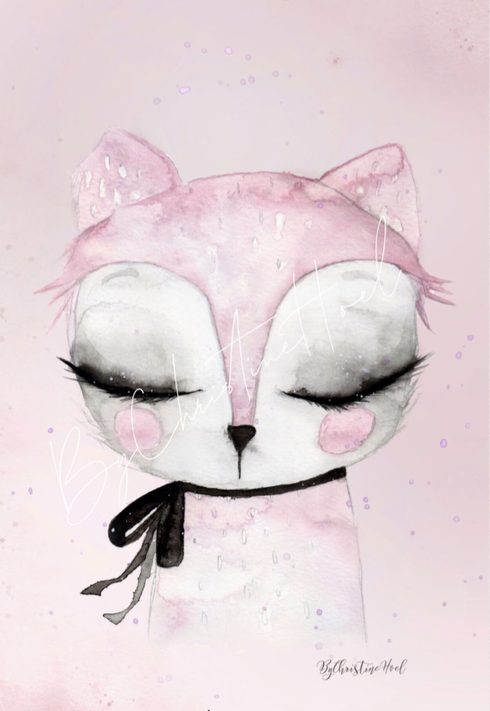 Pink Cat, Decor, By Christine Hoel - 3LittlePicks