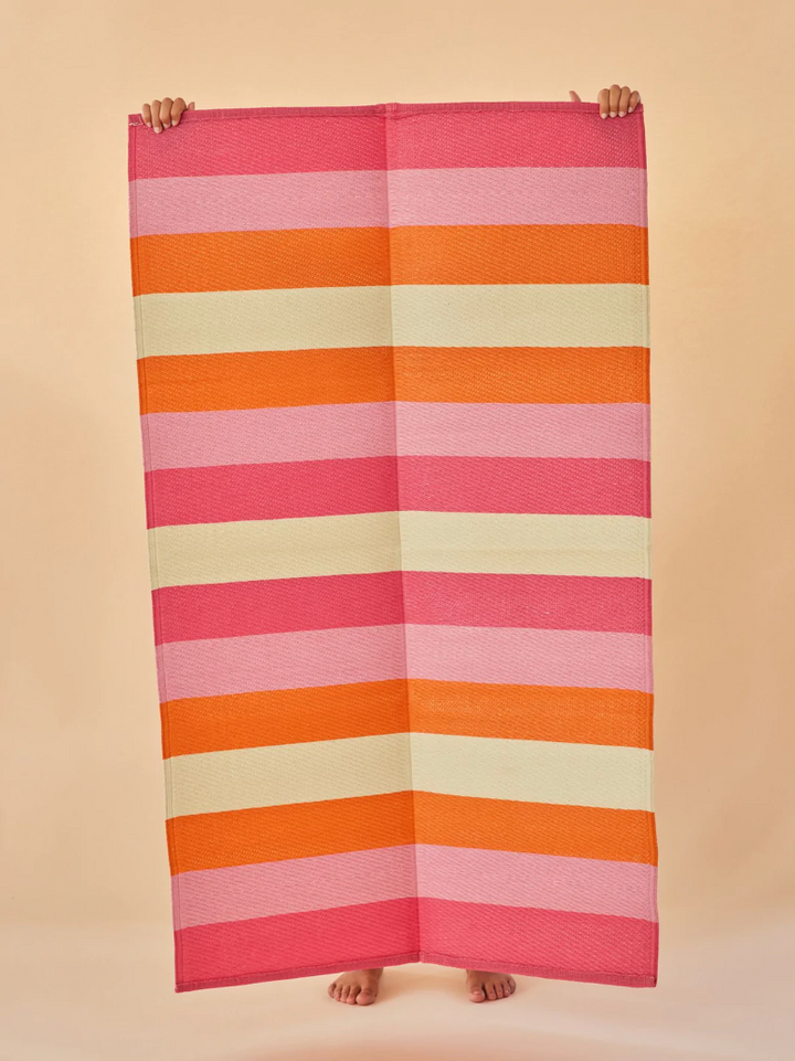 Pink Stripes Recycled Plastic Floor Mat
