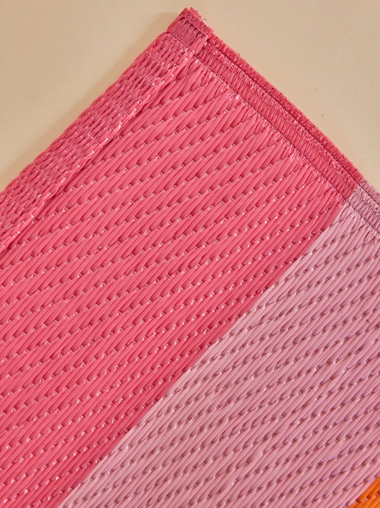 Pink Stripes Recycled Plastic Floor Mat