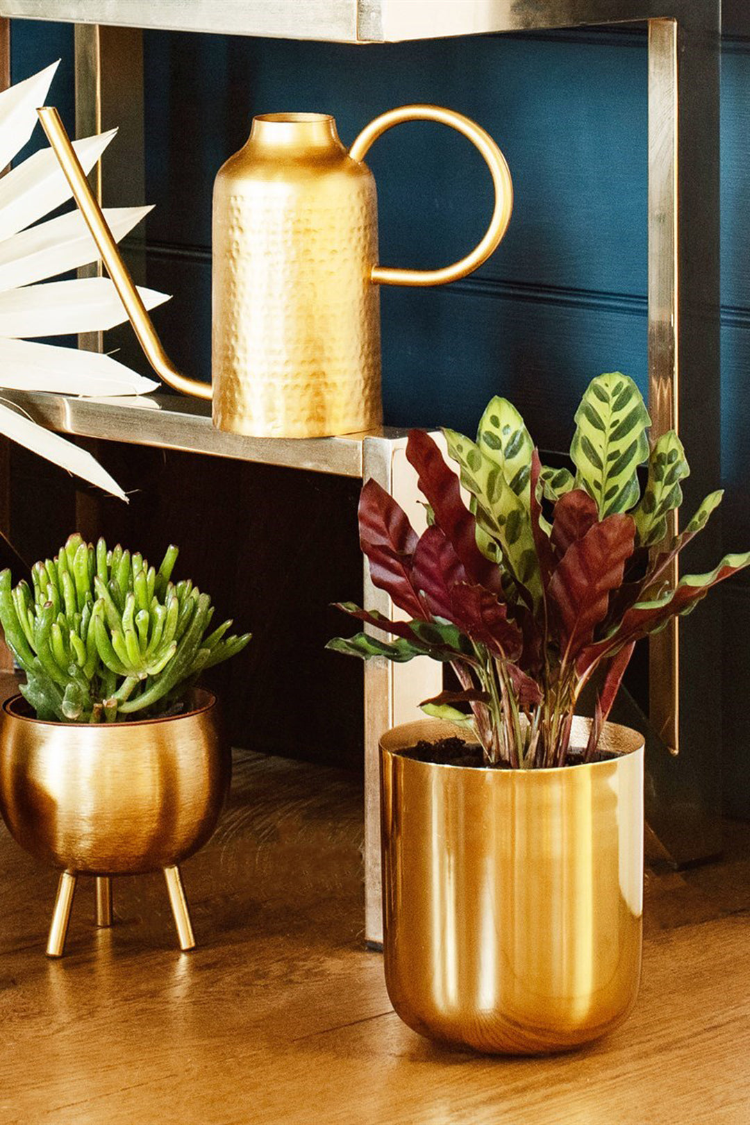 Polished Gold Metal Planter