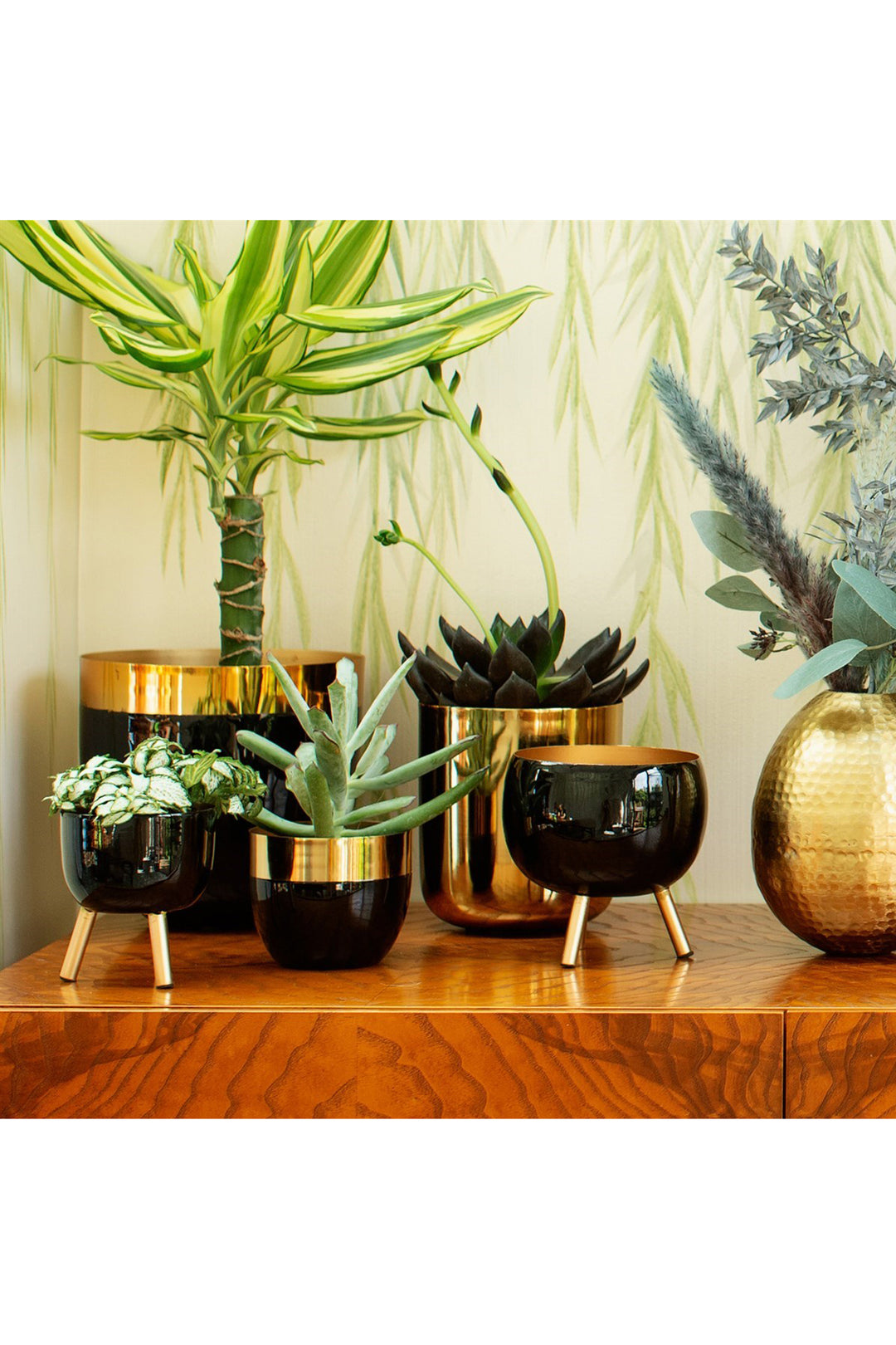 Black Metal Planter on Legs Medium
