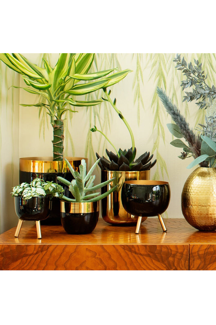 Black Metal Planter on Legs Medium