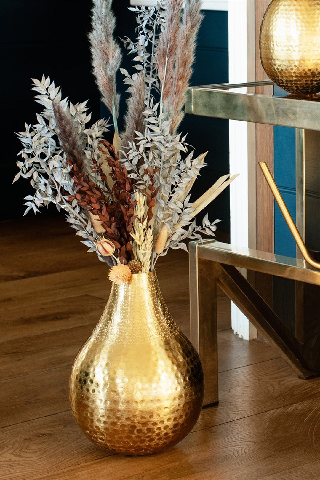 Hammered Metal Pear Shaped Vase