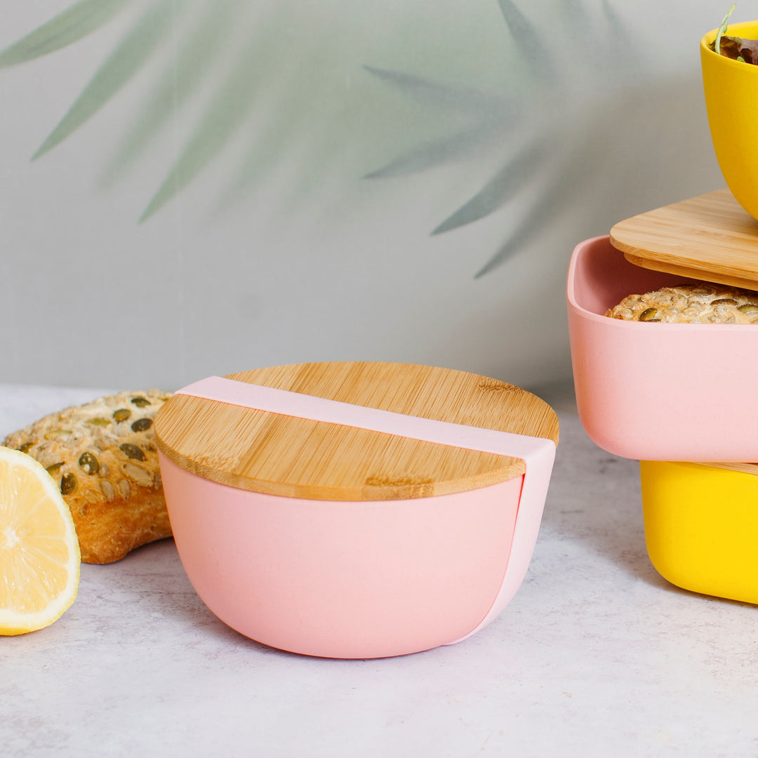 Pink Bamboo Bowl with Lid