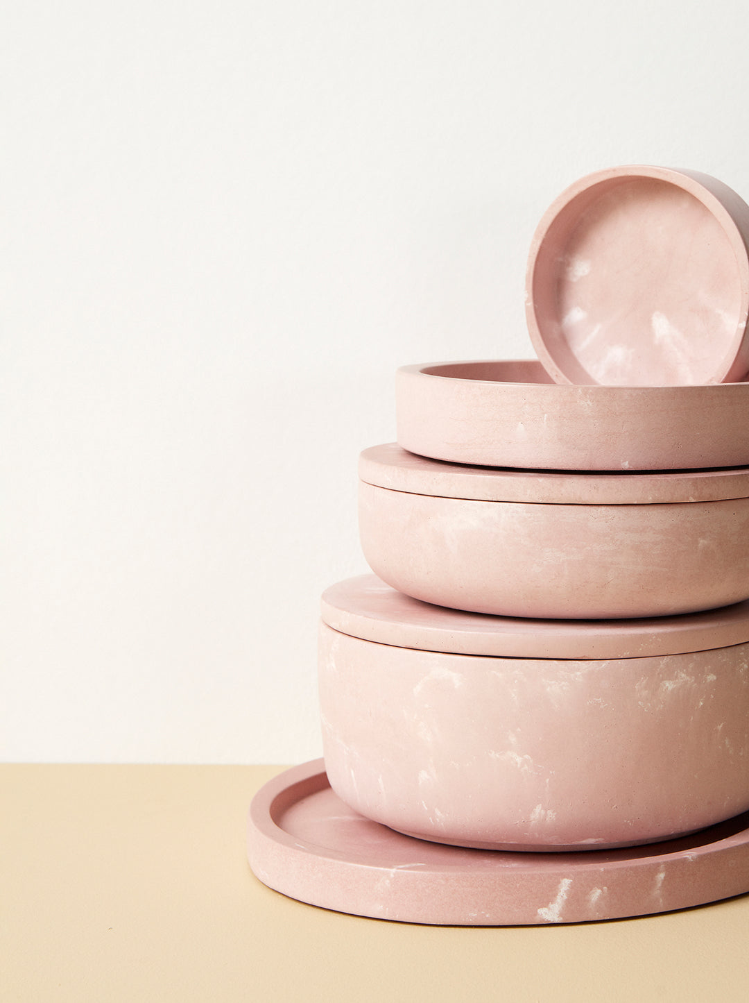 Uneven Ceramics Pink Trays With White Splash