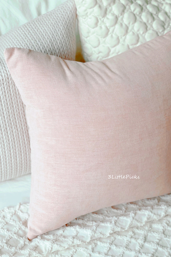 Pastel Peach Pink Chenille Cushion Cover