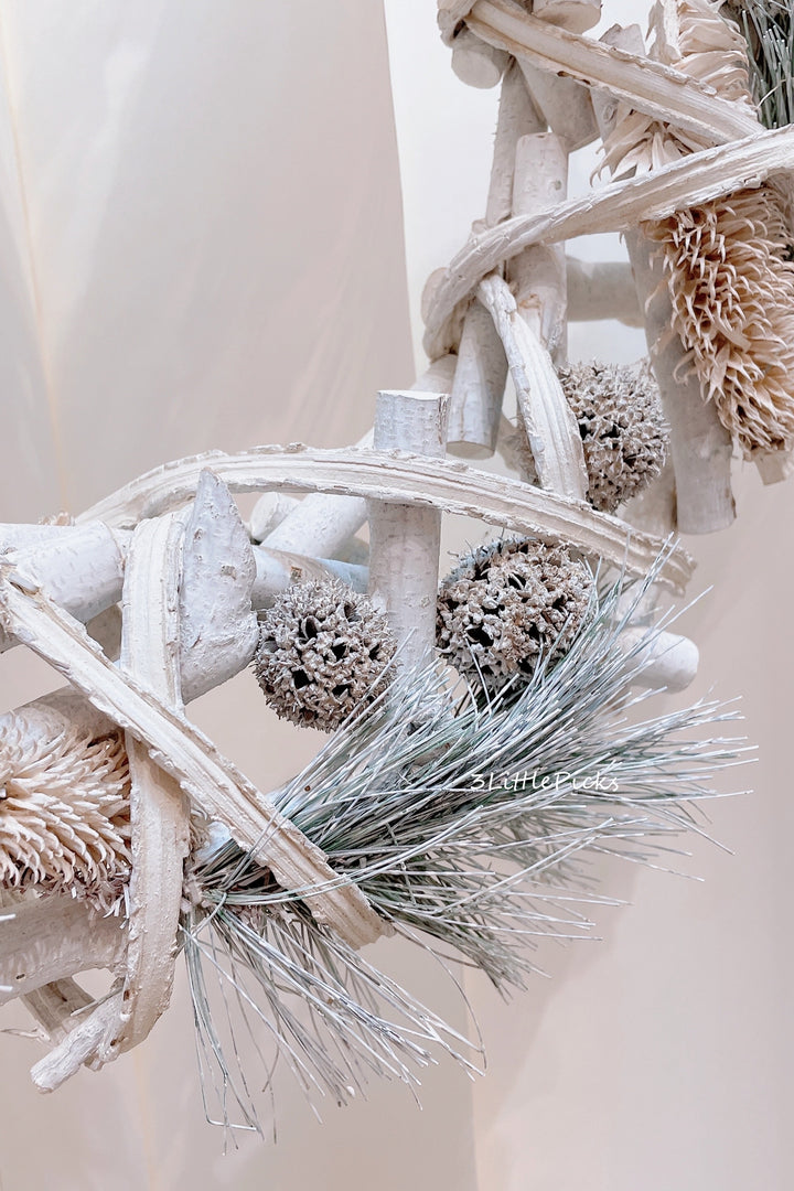 Frosted Pine and Branches Wreath