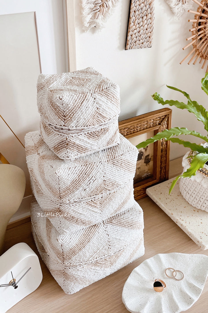 Balinese Beaded Box Set White