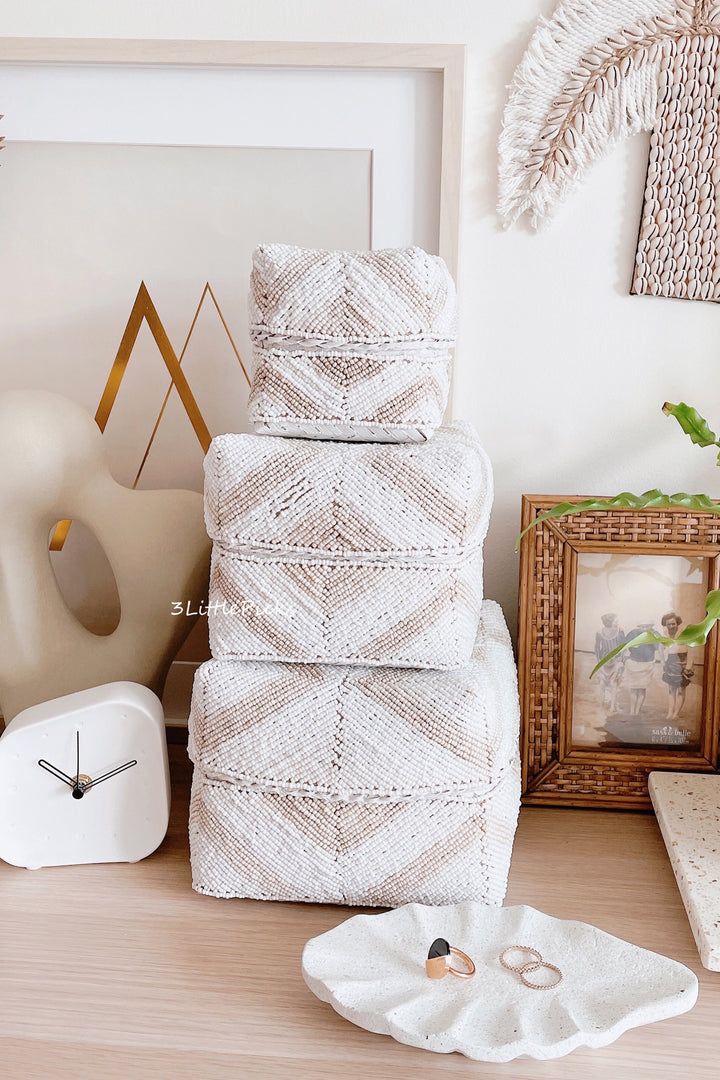 Balinese Beaded Box Set White