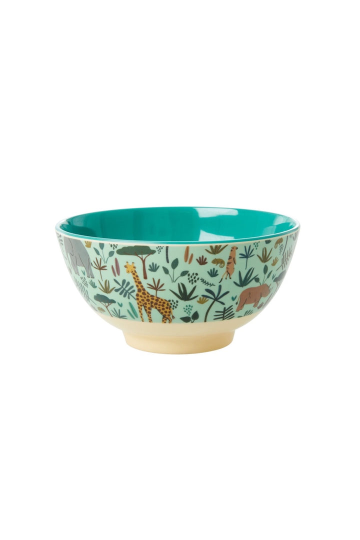 Jungle Animals Melamine Kids Medium Bowl Green