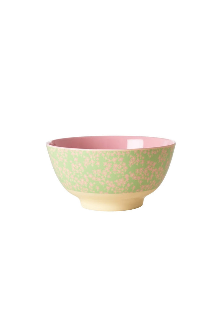 Pink Flower Field Two Tone Melamine Medium Bowl