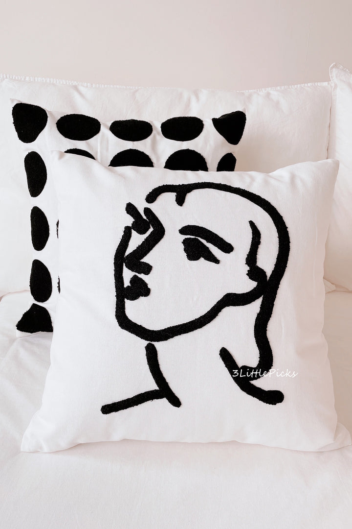 Black Sketch Art Cushion Cover
