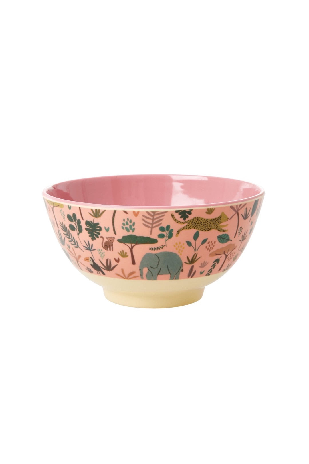 Jungle Animals Melamine Kids Medium Bowl Coral