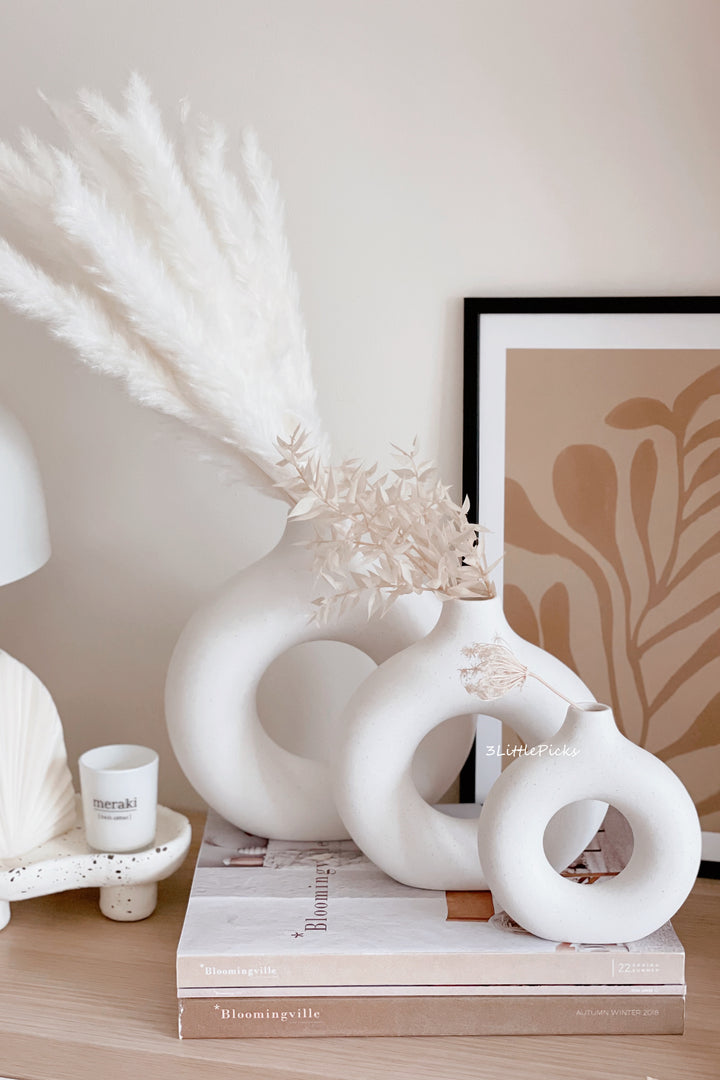 Cream White Speckled Donut Clay Vase (3 sizes)