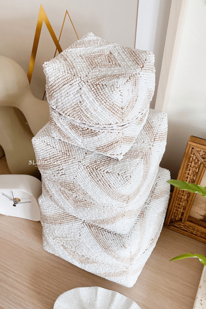 Balinese Beaded Box Set White