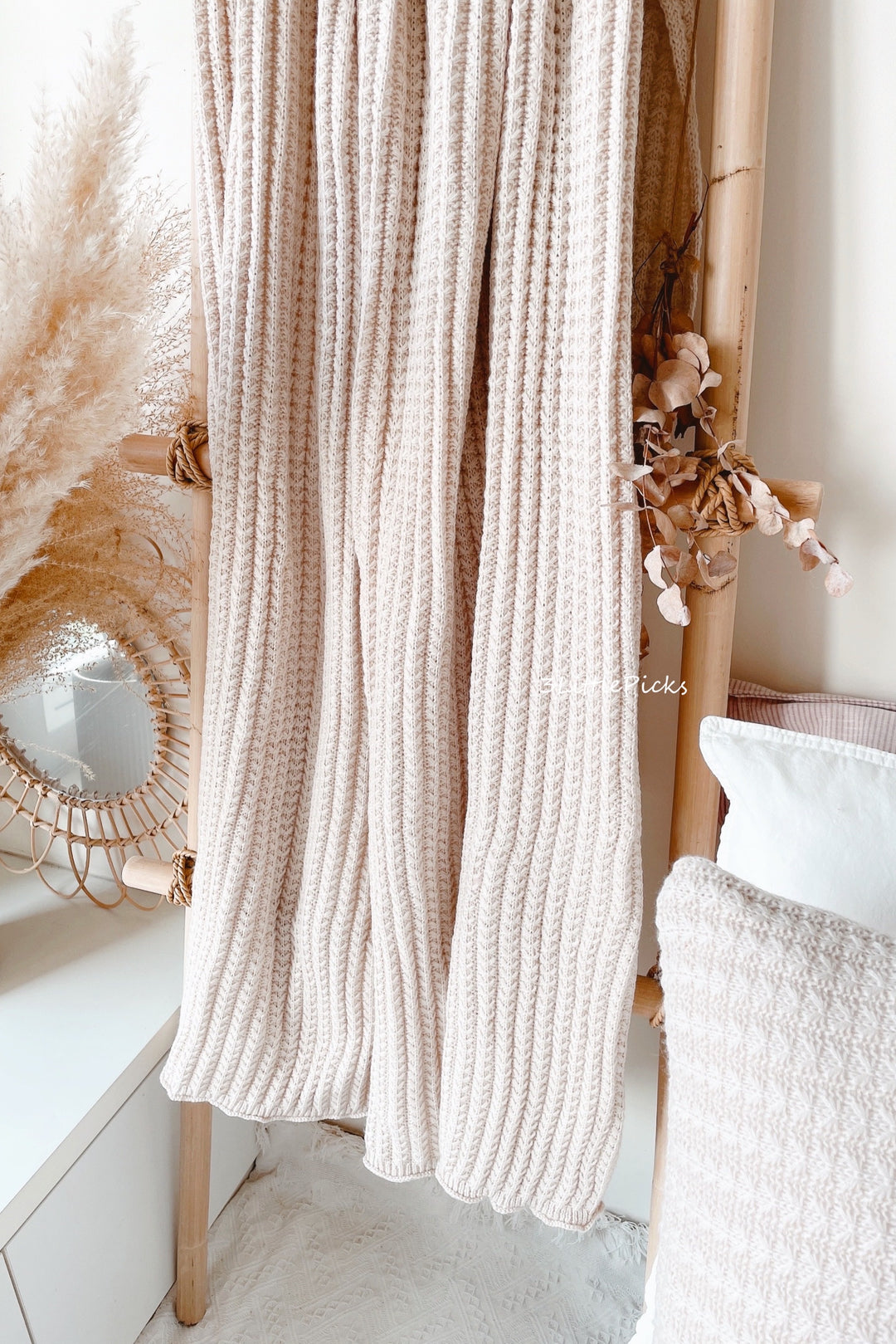 Latte Butterfly Knitted Throw
