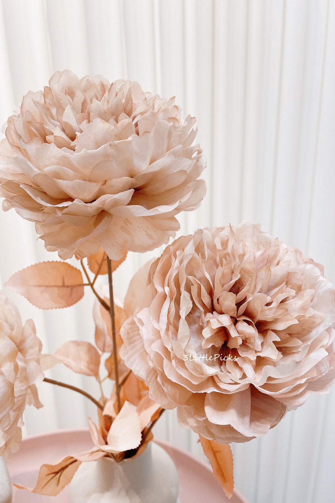 Artificial Dusty Pale Pink Large Peonies