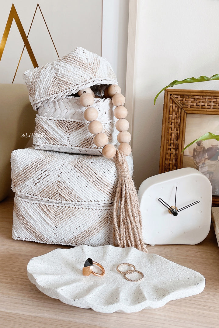 Balinese Beaded Box Set White