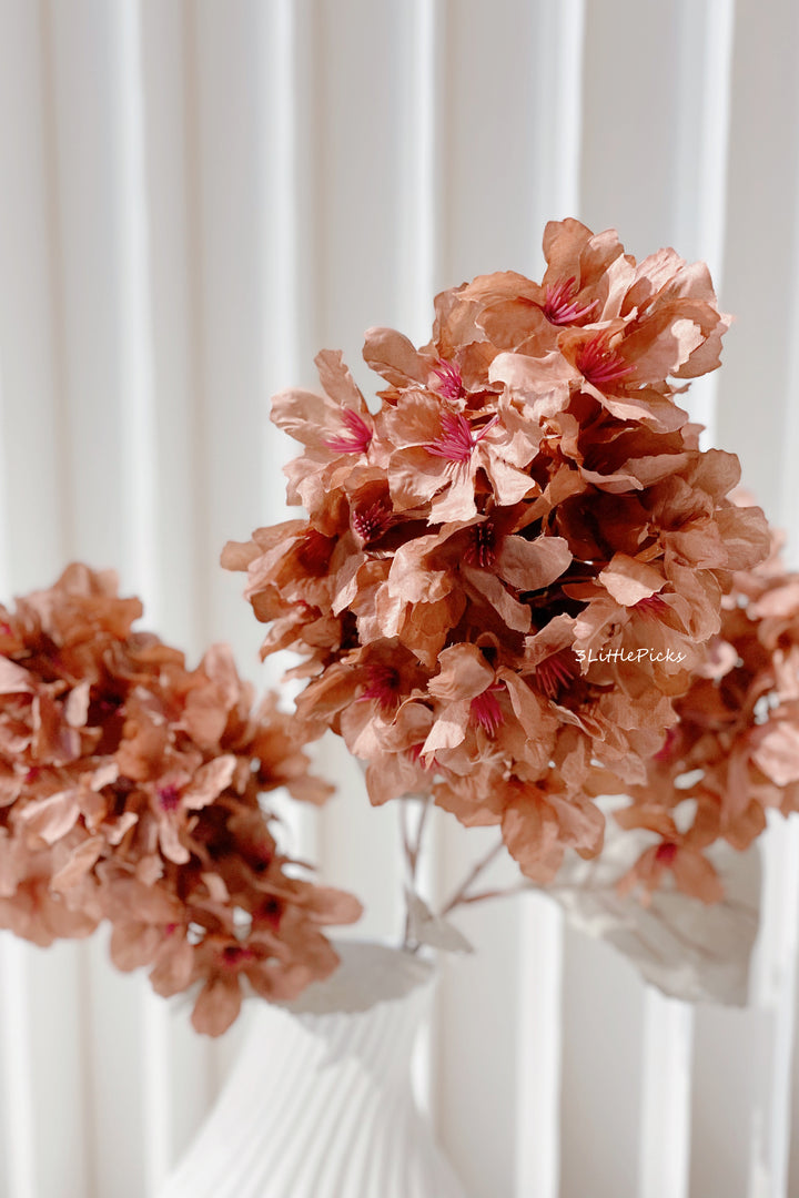 Artificial Panicle Hydrangeas - Red Brown