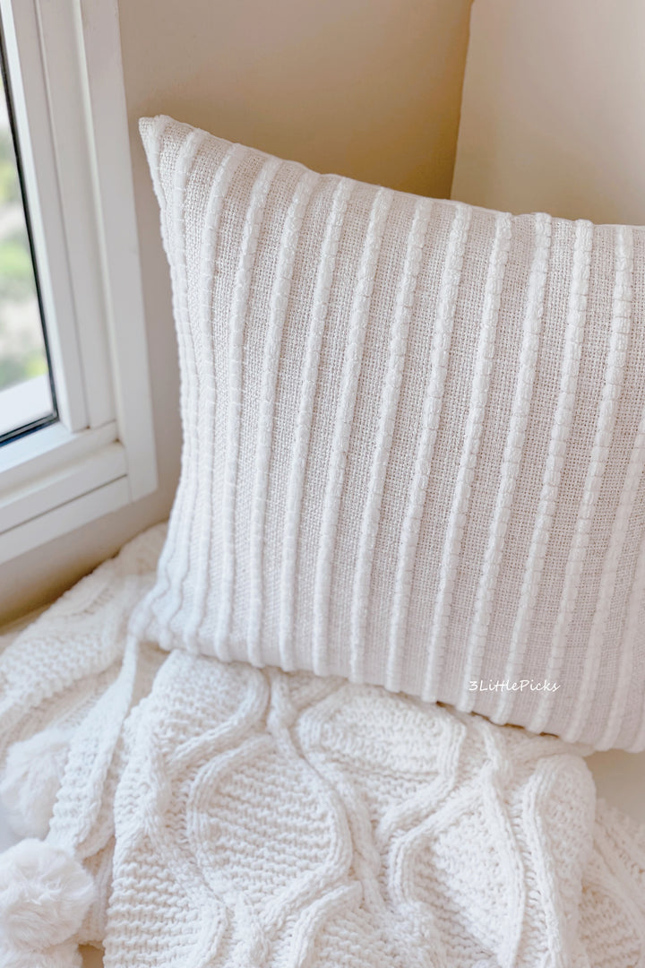 White Bubbly Stripes Cushion Cover