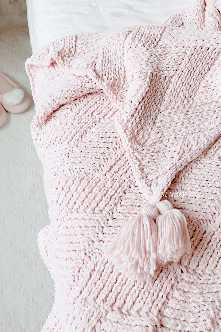 Pastel Pink Knitted Throw