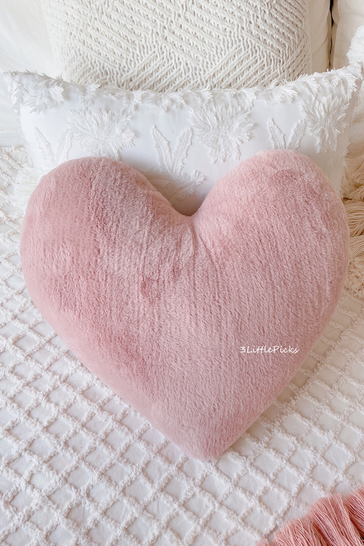 Fluffy Heart Dusty Pink Cushion