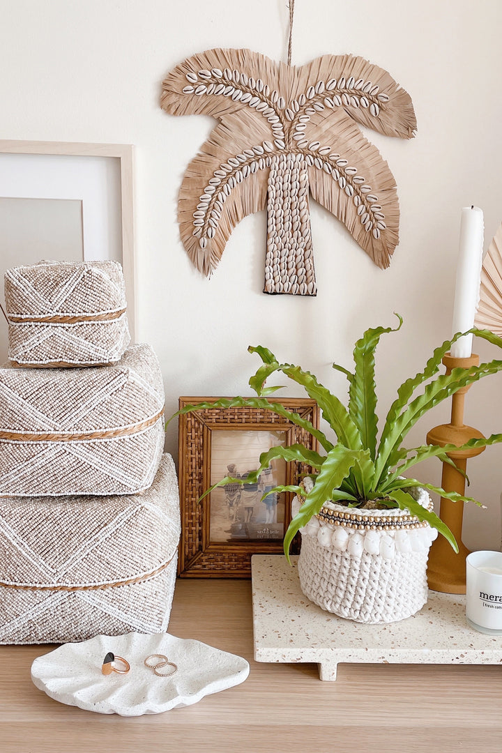 Seagrass and Seashell Palm Wall Hanging