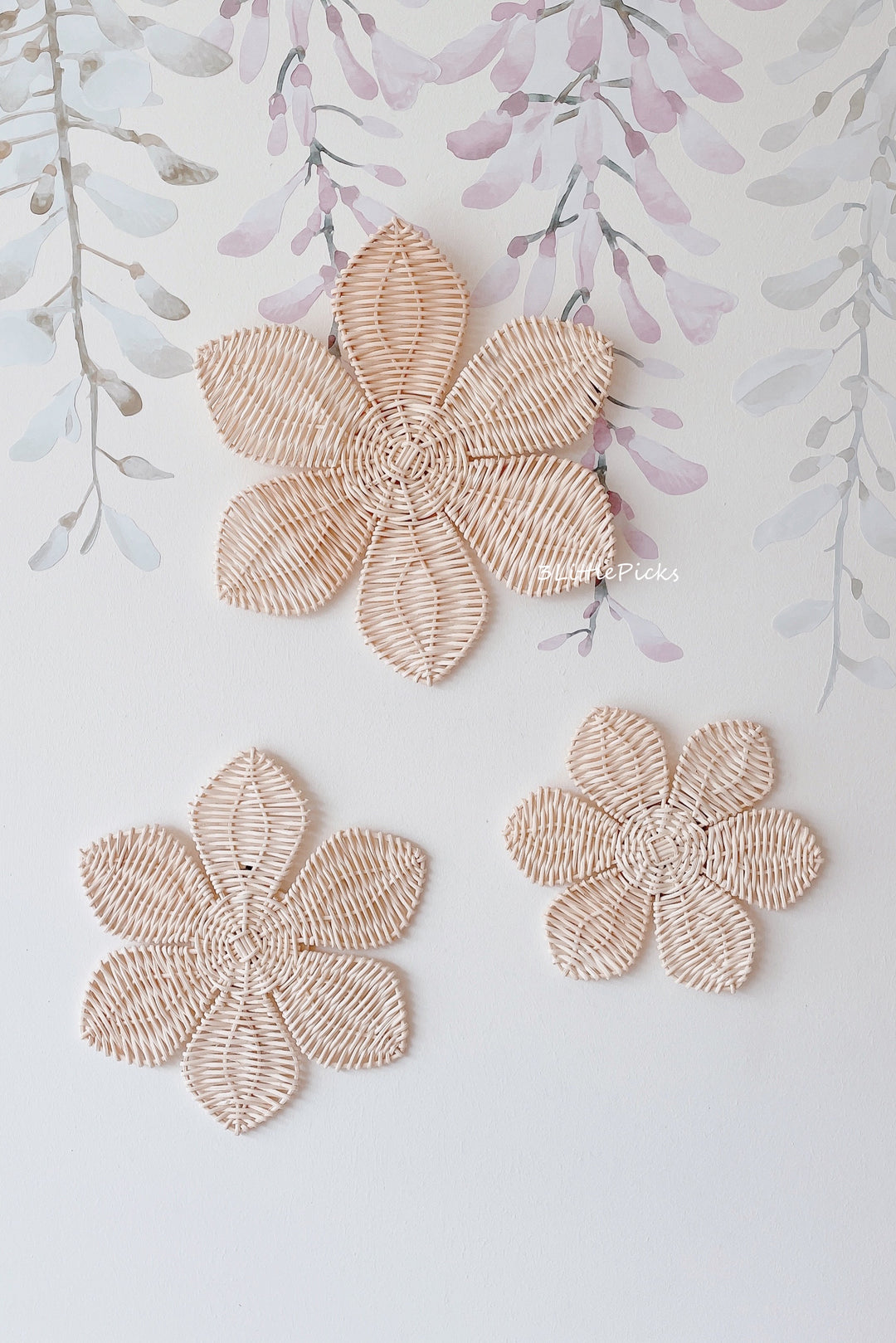 Rattan Flower Wall Decor (set of 3)