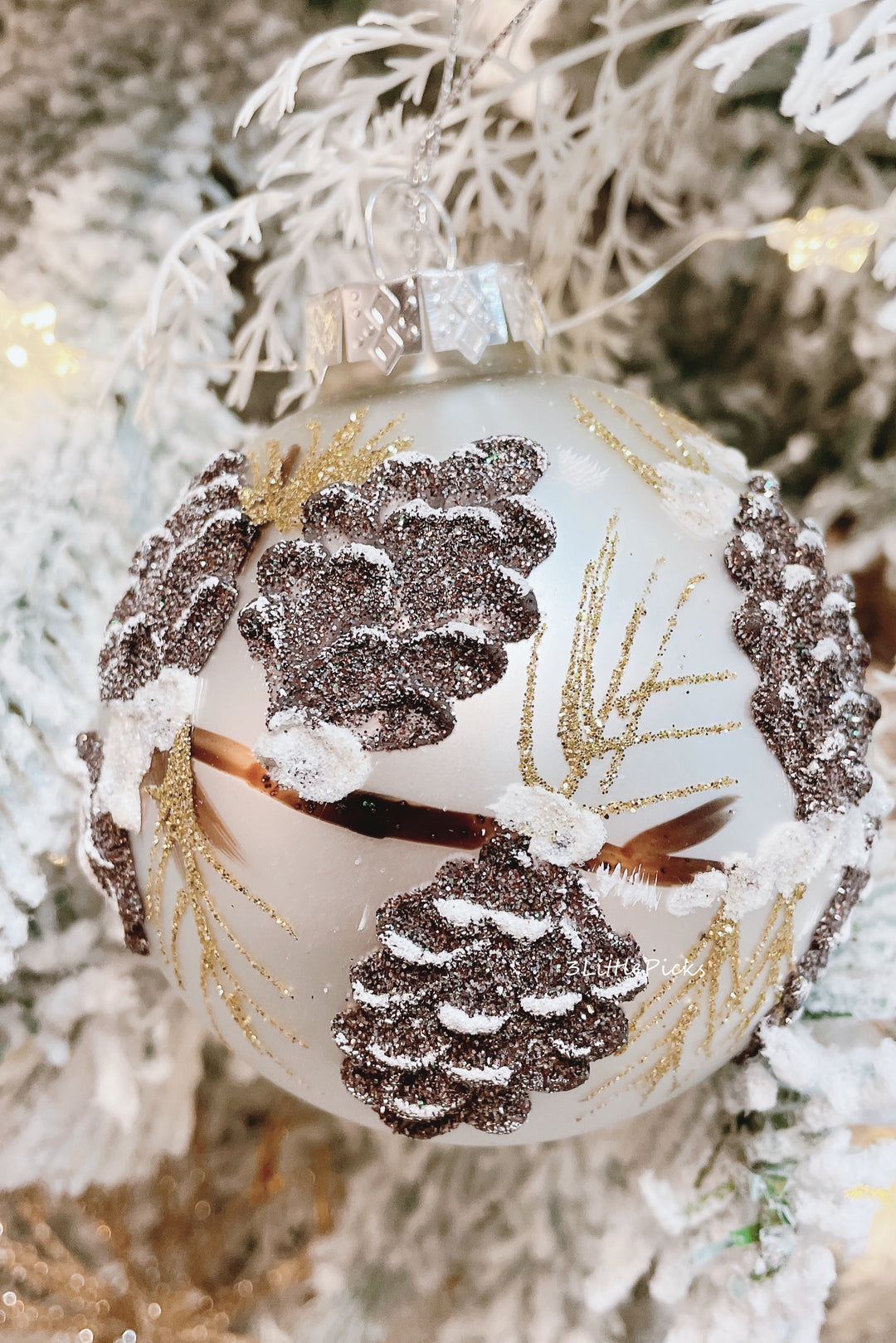 Glitter Fruits White Glass Ornament