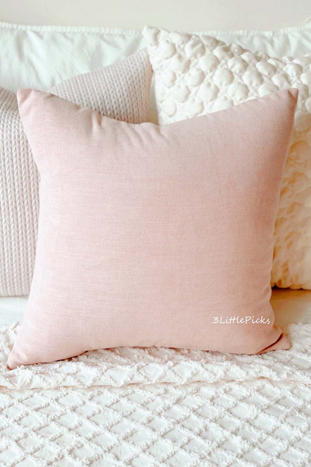 Pastel Peach Pink Chenille Cushion Cover