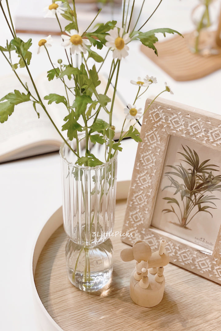 Transparent Grooved Glass Vase