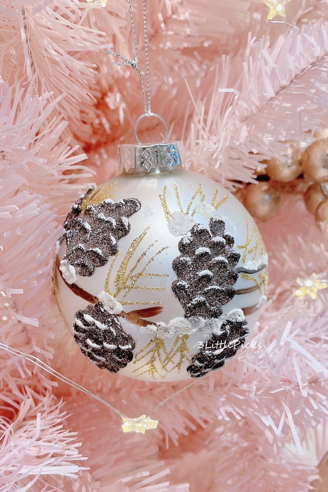 Glitter Fruits White Glass Ornament