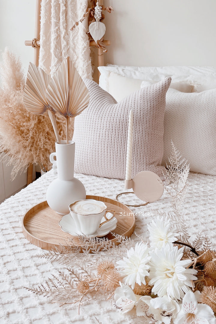 Golden Handle White Floral Tea Set