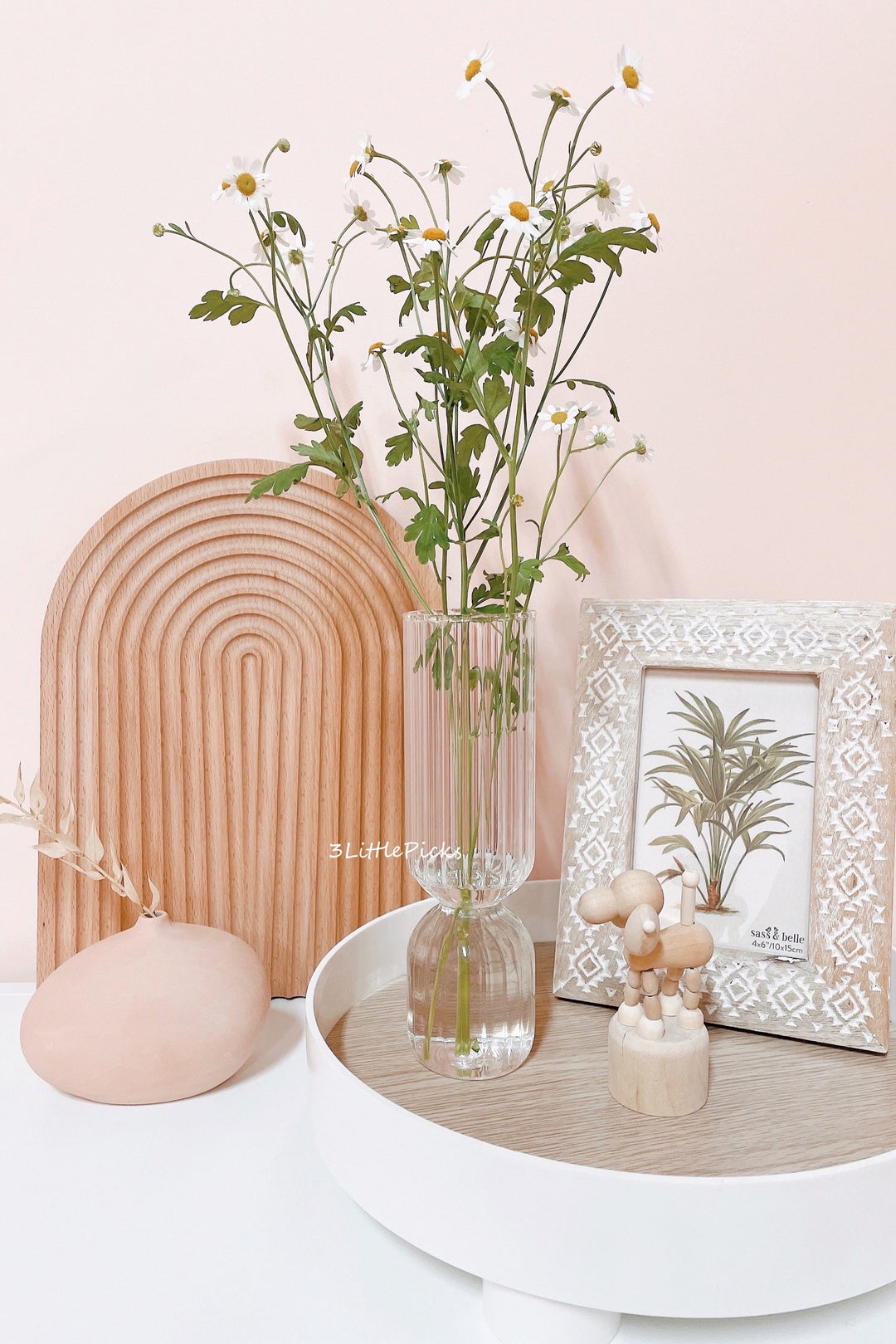 Transparent Grooved Glass Vase