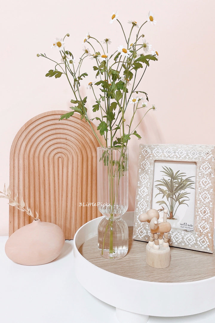 Transparent Grooved Glass Vase