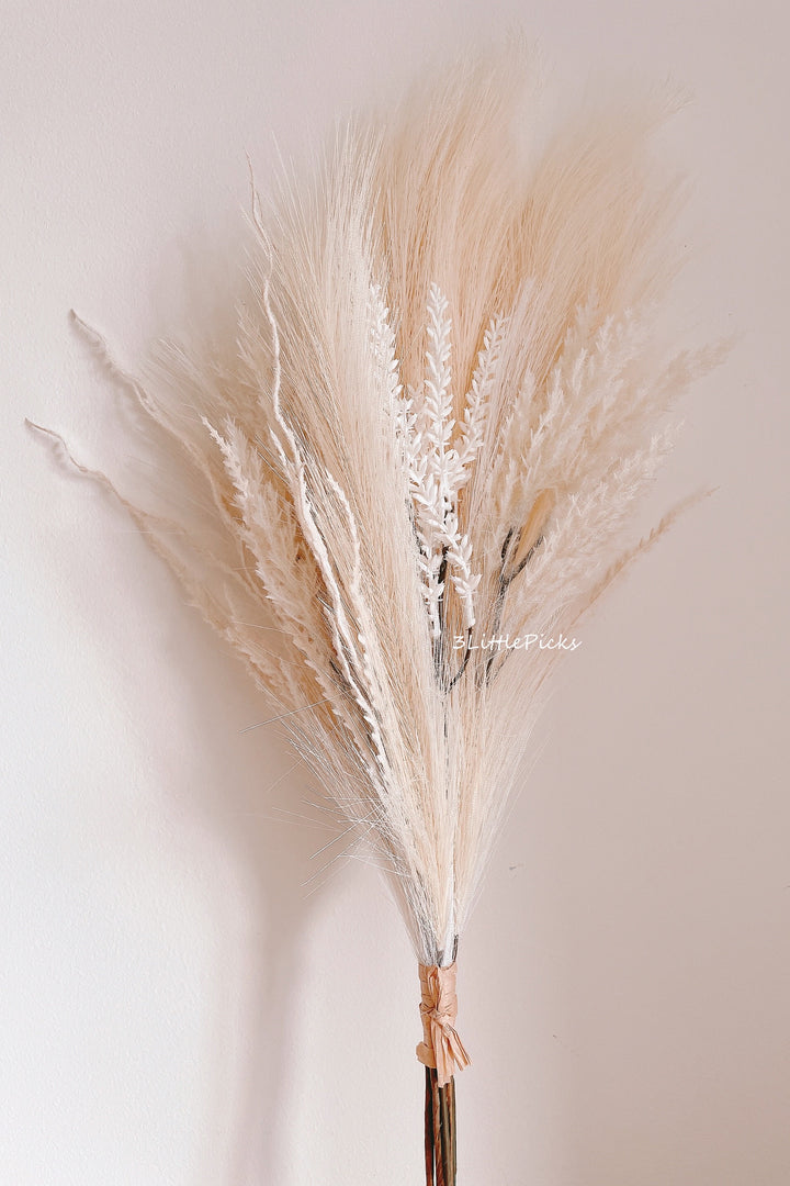 Pastel Artificial Pampas and Dried Grass Bundles