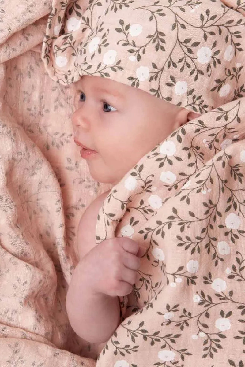 Dusty Pink Blossom Muslin Cloth