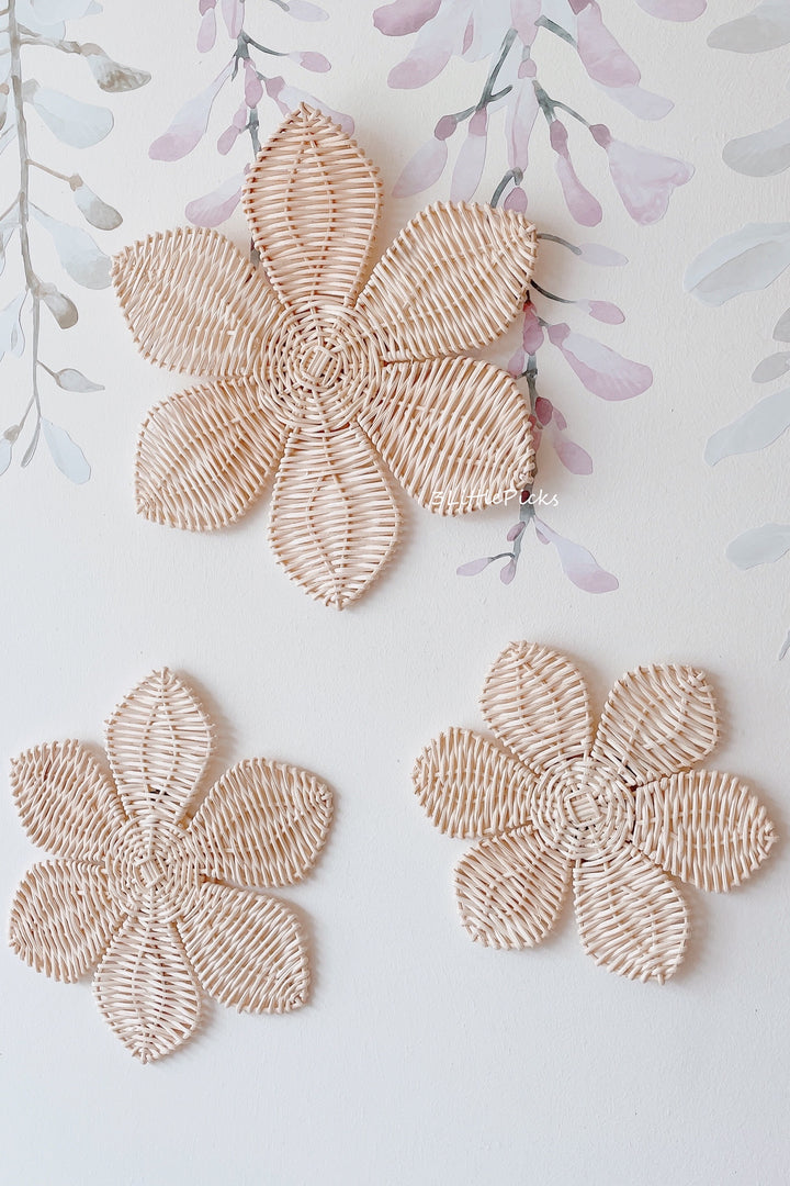 Rattan Flower Wall Decor (set of 3)