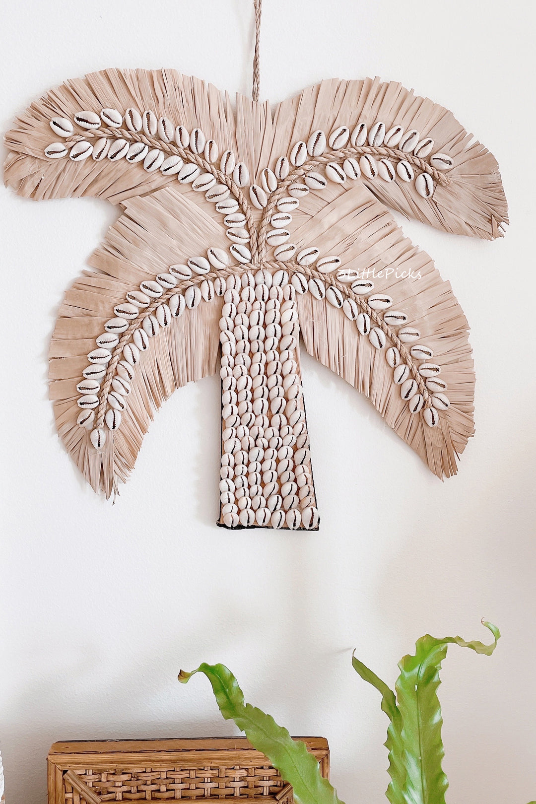 Seagrass and Seashell Palm Wall Hanging