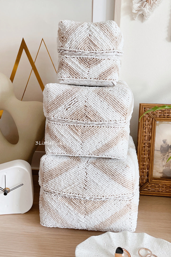 Balinese Beaded Box Set White