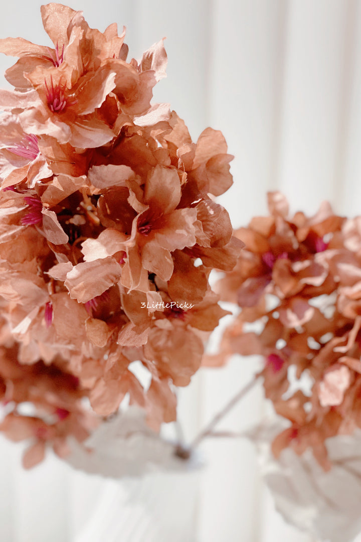 Artificial Panicle Hydrangeas - Red Brown