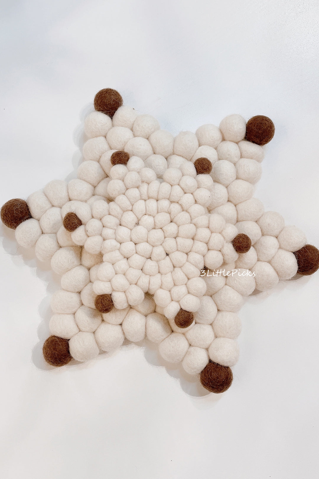 Felt Ball Snow Flake Shaped Coasters
