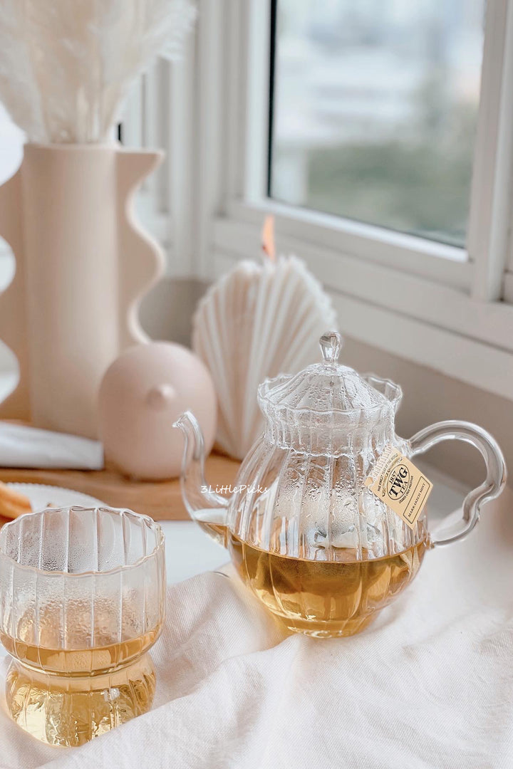 Elegant Pumpkin Glass Teapot