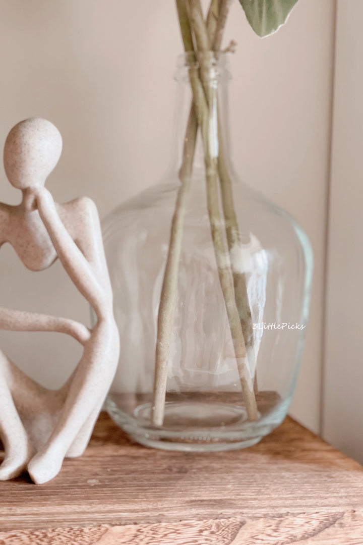 Ash Brown Transparent Glass Narrow Neck Vase (2 sizes)