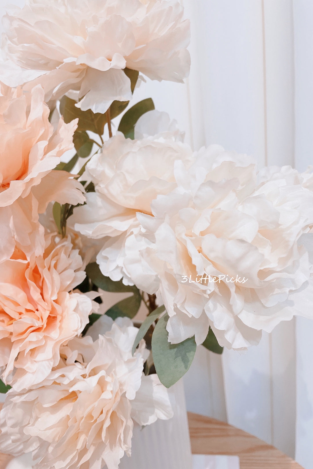 Artificial Champagne Coral Large Peonies